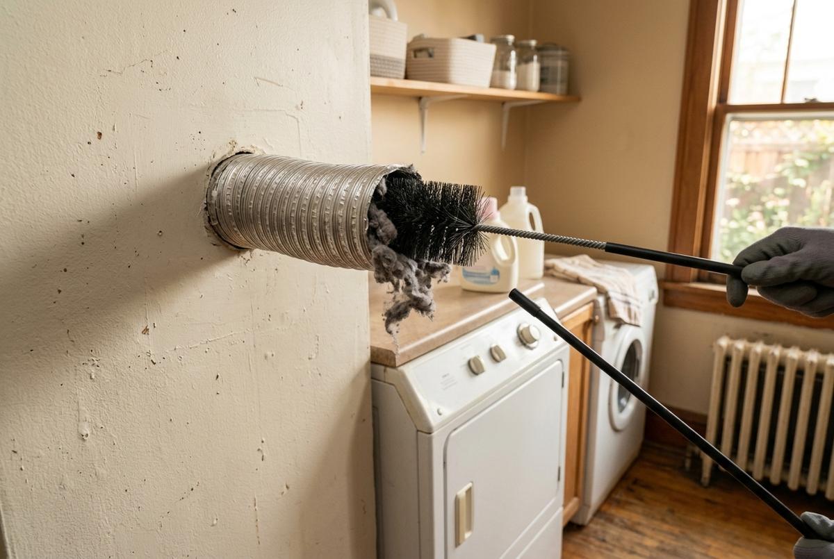 Dryer Vent Cleaning technician at work