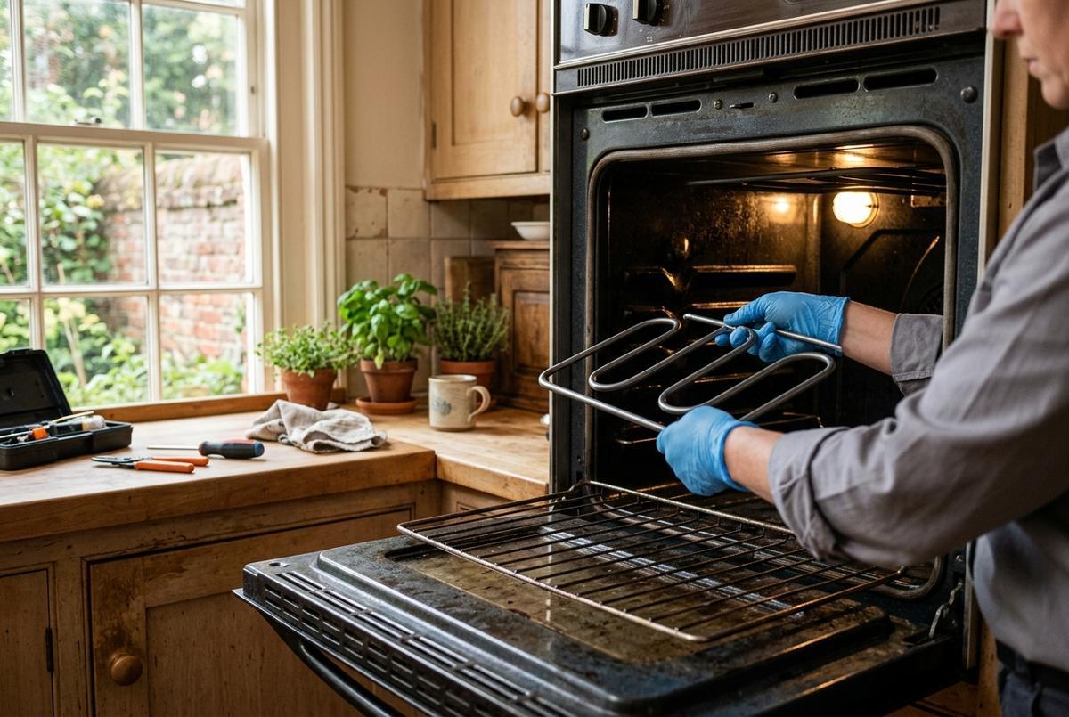 Oven Repair technician at work