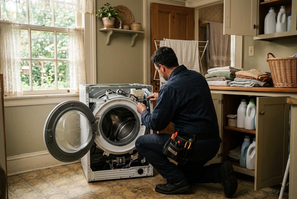 Washer Repair technician at work